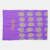 名前をカスタムするの青い花を紫に キッチンタオル (横)