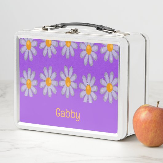 名前をカスタムするの青い花を紫に メタルランチボックス (インサイチュ)