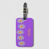 名前をカスタムするの青い花を紫に ラゲッジタグ (正面縦)