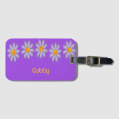 名前をカスタムするの青い花を紫に ラゲッジタグ (正面横)