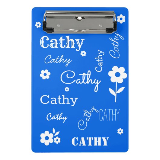 名前をカスタムするの青および白い小型クリップボード ミニクリップボード (正面)