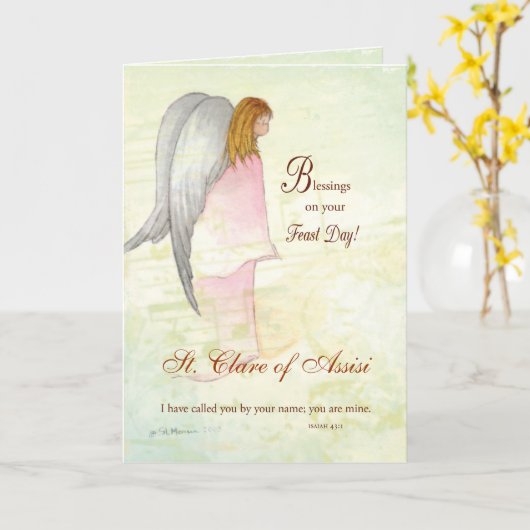 名前をカスタムするの饗宴の日の宗教天使 カード (黄色い花)