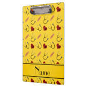 名前をカスタムするの黄色い聴診器の包帯のハート クリップボード (左)