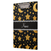 名前をカスタムするの黄色のグリッターの星および月 クリップボード (左)