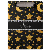 名前をカスタムするの黄色のグリッターの星および月 クリップボード (正面)