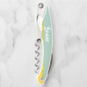 名前をカスタムするの黄色の羽毛 ソムリエナイフ (正面)