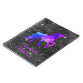 名前をカスタムするの黒いですか紫色の銀河系のユニコーンのノート ノートブック (左側)