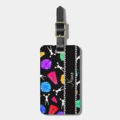 名前をカスタムするの黒いチアリーティングのポンポン ラゲッジタグ (正面縦)