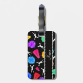 名前をカスタムするの黒いチアリーティングのポンポン ラゲッジタグ (裏面縦)