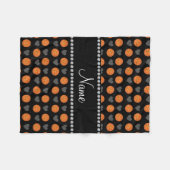 名前をカスタムするの黒いバスケットボールおよびハート フリースブランケット (正面(横))