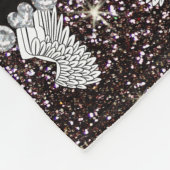 名前をカスタムするの黒のグリッターの天使の翼 フリースブランケット (角)