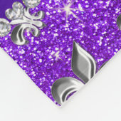 名前をカスタムするの(紋章の)フラ・ダ・リのインディゴの紫色のグリッター フリースブランケット (角)