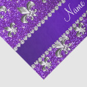 名前をカスタムするの（紋章の）フラ・ダ・リのインディゴの紫色のグリッター 薄葉紙 (詳細)