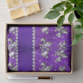 名前をカスタムするの（紋章の）フラ・ダ・リのインディゴの紫色のグリッター 薄葉紙 (ギフト)