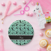 名前をカスタムするのseafoamの緑のグリッターのチアリーティング ペーパープレート (パーティー)