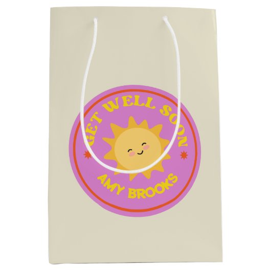 名前をカスタムするはすぐ文字太陽の紫に取得 ミディアムペーパーバッグ (正面)