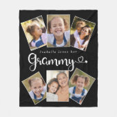 名前をカスタムするはグラミーが大好きでかわいいおもしろい写真コラージュ フリースブランケット (正面)