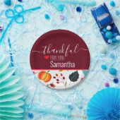 名前をカスタムするは感謝のためにあなたマルーン感謝祭 ペーパープレート (パーティー)