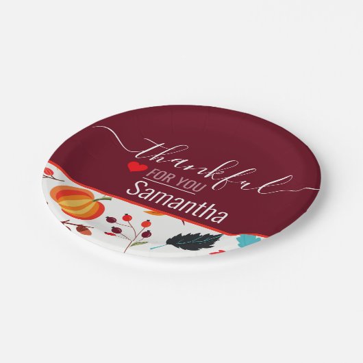 名前をカスタムするは感謝のためにあなたマルーン感謝祭 ペーパープレート