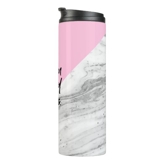 名前をカスタムするは懸命を行うことができるピンクマーブル タンブラー (回転右)