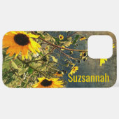 名前をカスタムするひまわりフォトヴィンテージテクスチャ iPhoneケース (裏面横)