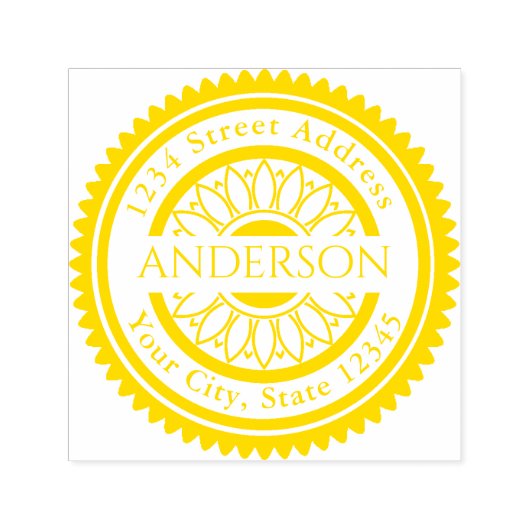 名前をカスタムするひまわりラウンド差出人住所 セルフインキングスタンプ (デザイン)