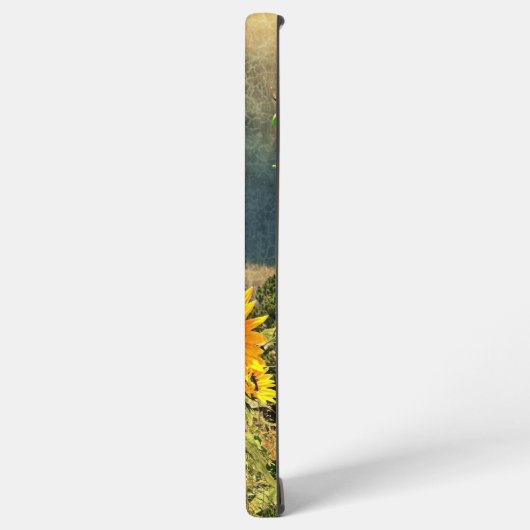 名前をカスタムするひまわりヴィンテージテクスチャ SAMSUNG GALAXYケース (左側面)