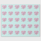 名前をカスタムするまたはイニシャルグリッターハート名ミント ラッピングペーパー (フラット)