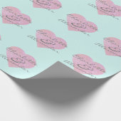 名前をカスタムするまたはイニシャルグリッターハート名ミント ラッピングペーパー (角)