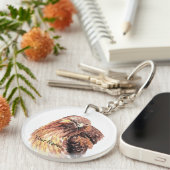 名前をカスタムするまたはビジネスの赤い鷹、鳥 キーホルダー (正面右)