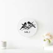 名前をカスタムするまたはモノグラム愛鳥 ラウンド壁時計 (ホーム)