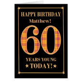 名前をカスタムするまたはリレーション60番目の誕生日タータンチェックカード (正面)