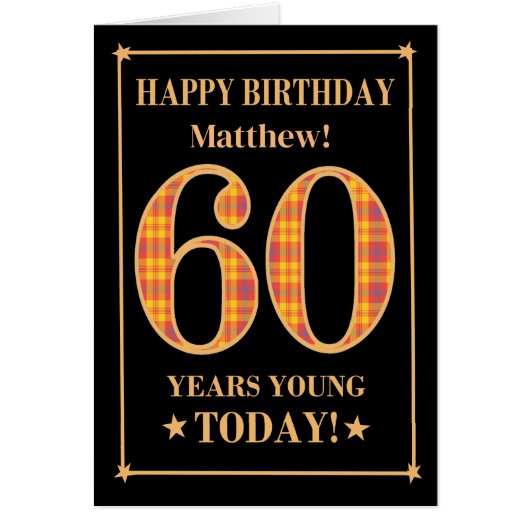名前をカスタムするまたはリレーション60番目の誕生日タータンチェックカード (正面)
