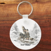 名前をカスタムするまたは文字ウルフオンズハウリング キーホルダー (正面)
