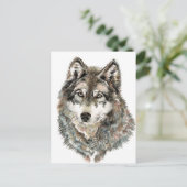 名前をカスタムするまたは文字ウルフ水彩動物 ポストカード (スタンド正面)
