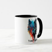 名前をカスタムするまたは文字ウルフ水彩動物 マグカップ (正面右)