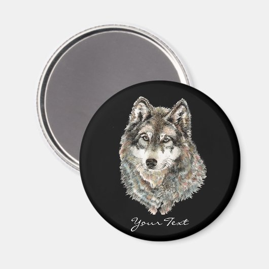 名前をカスタムするまたは文字ウルフ水彩動物 マグネット (正面/裏面)