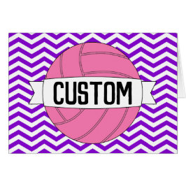 名前をカスタムするまたは文字ピンクバレーボール用グリーティングカード