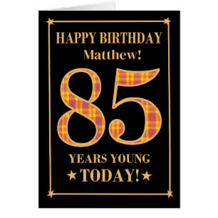 名前をカスタムするまたは関係85番目の誕生日タータンチェックカード