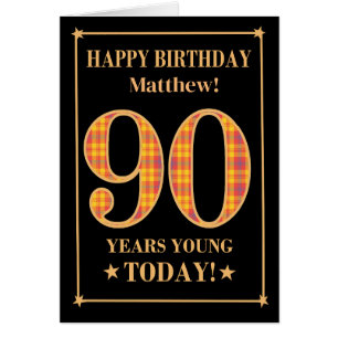 名前をカスタムするまたは関係90番目の誕生日タータンチェックカード