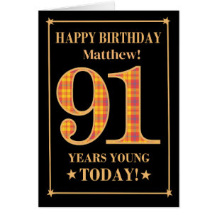名前をカスタムするまたは関係91番目の誕生日タータンチェックカード