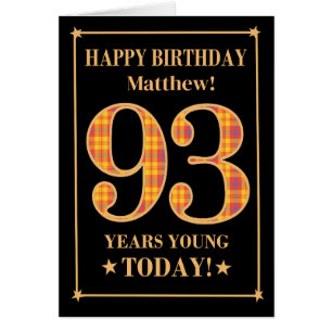 名前をカスタムするまたは関係93番目の誕生日タータンチェックカード