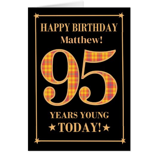 名前をカスタムするまたは関係95番目の誕生日タータンチェックカード (正面)