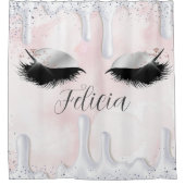 名前をカスタムするまつ毛メイクアップバラドライガーリープ シャワーカーテン (正面)