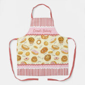 名前をカスタムするや文字のベーカリースイーツパターン エプロン (正面)