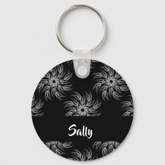 名前をカスタムするらせん状オンブラック キーホルダー (正面)