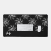 名前をカスタムするらせん状オンブラック デスクマット (キーボード&マウス)