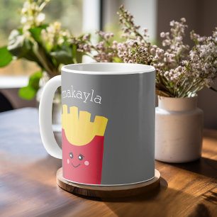 名前をカスタムするを用いるかわいいかわいいのフライドポテト コーヒーマグカップ