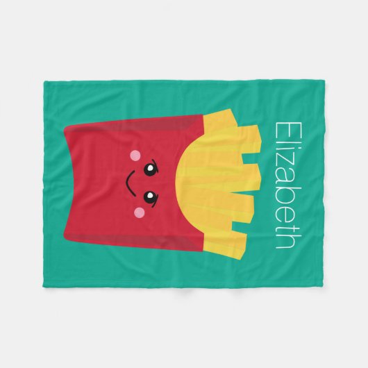 名前をカスタムするを用いるかわいいかわいいのフライドポテト フリースブランケット (正面(横))