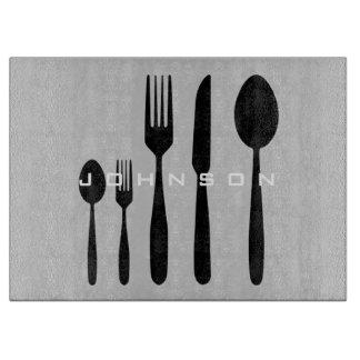 名前をカスタムするを用いるナイフそしてフォークのまな板 カッティングボード